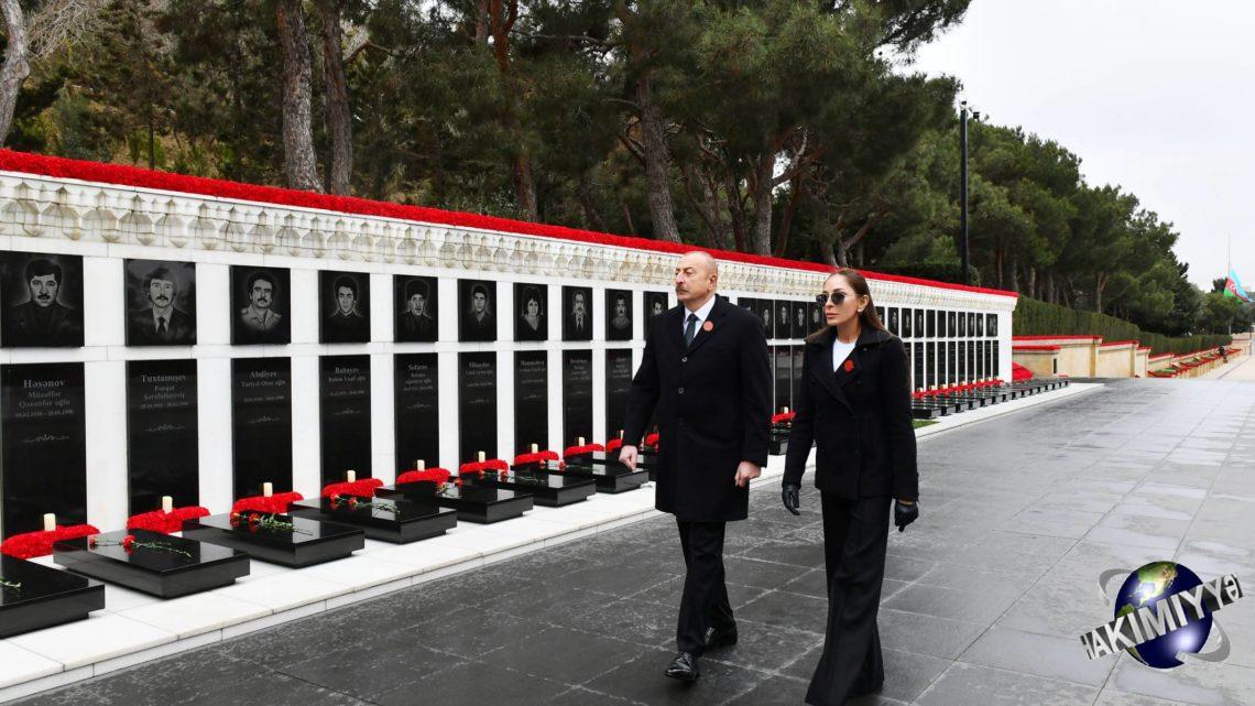 İlham Əliyev və birinci xanım Mehriban Əliyeva 20 Yanvar faciəsinin 32-ci ildönümü ilə əlaqədar Şəhidlər xiyabanını ziyarət ediblər