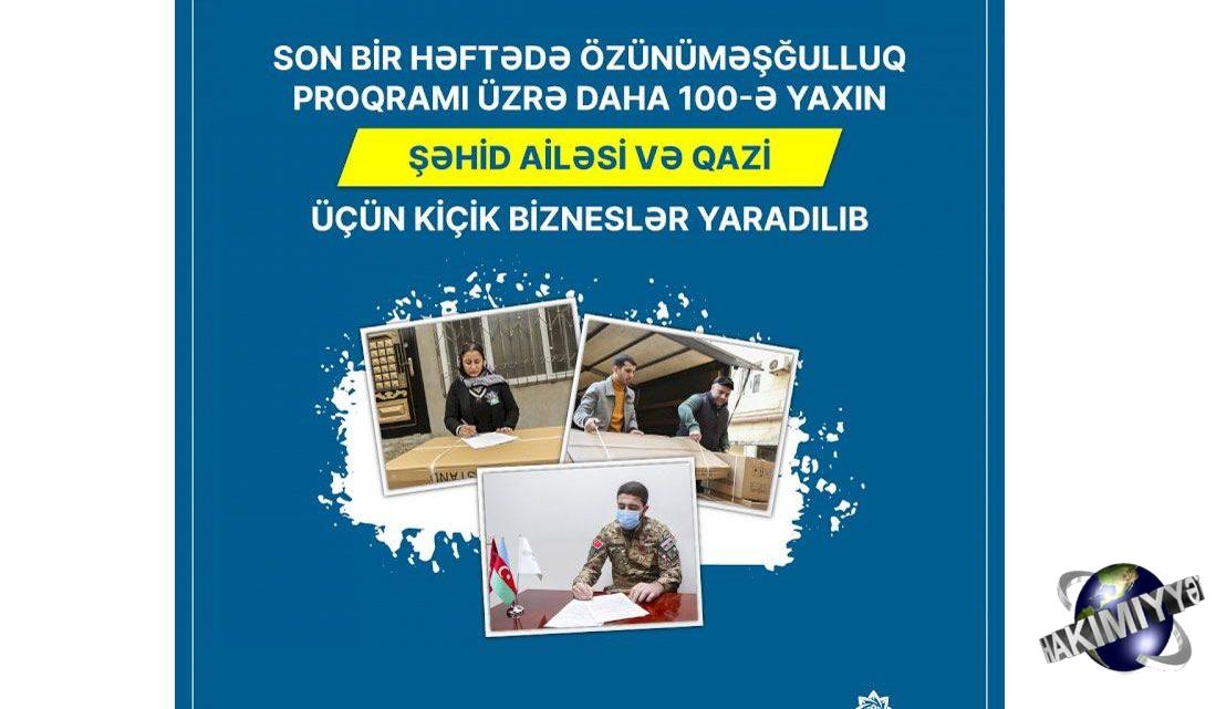 Daha 100-ə yaxın şəhid ailəsi və qazi üçün kiçik bizneslər yaradılıb