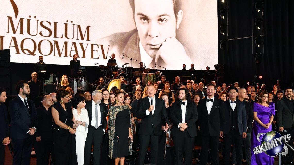 İlham Əliyev və Birinci xanım Mehriban Əliyeva Müslüm Maqomayevin 80 illik yubileyinə həsr olunmuş xatirə gecəsində iştirak ediblər