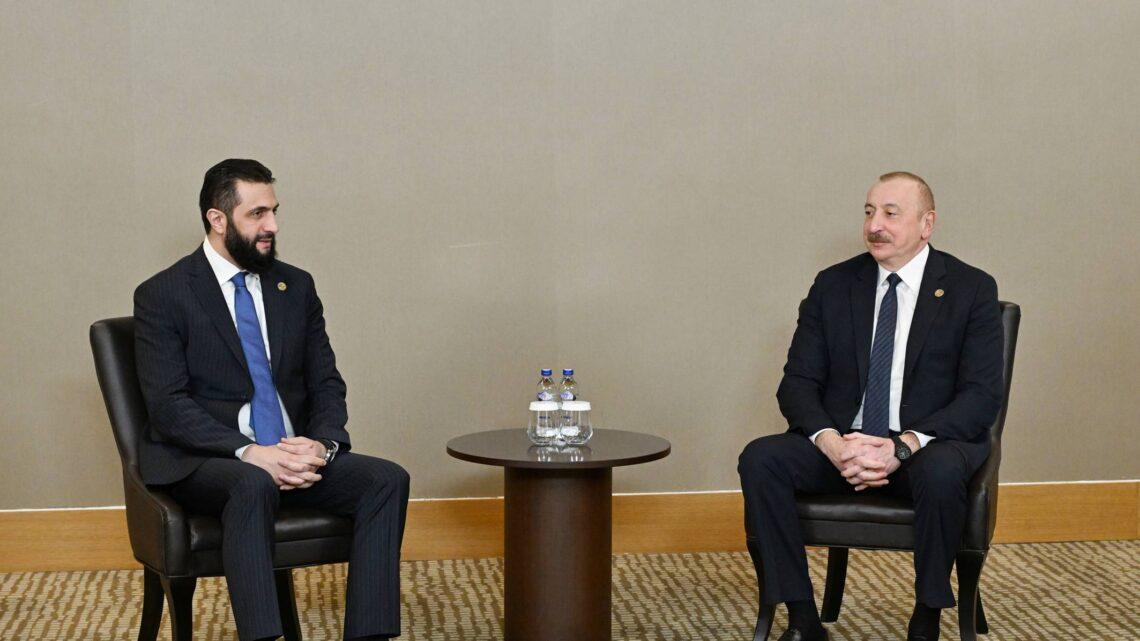 Prezident İlham Əliyevin Antalyada Suriyanın keçid dövrü Prezidenti ilə görüşü olub