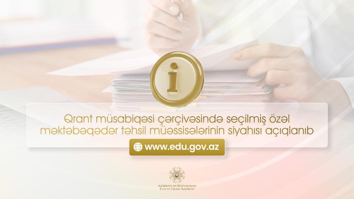 Özəl məktəbəqədər təhsil müəssisələrinin siyahısı açıqlanıb