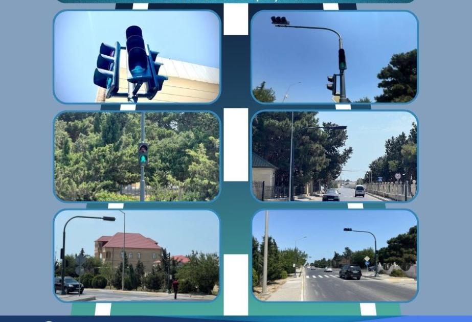 Türkan qəsəbəsində yol kəsişməsində yeni işıqforlar quraşdırılıb 