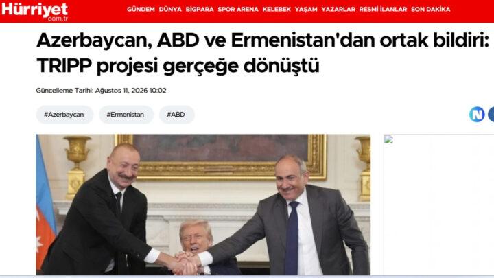 ABŞ, Ermənistan və Azərbaycanın Birgə Bəyanatı Türkiyə mediasının diqqət mərkəzindədir