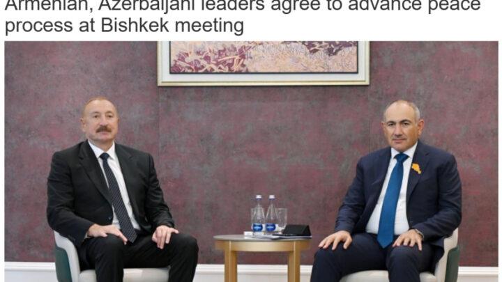 Dünya mediası Prezident İlham Əliyevin Bişkekdə Nikol Paşinyanla görüşünü diqqət mərkəzində saxlayıb