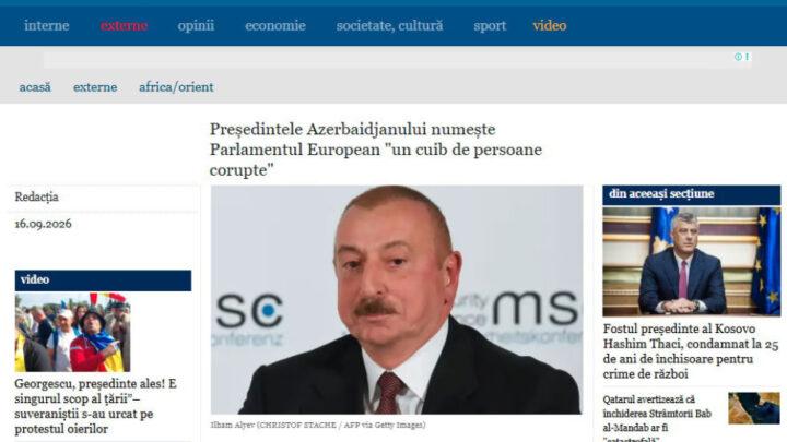 Rumıniya nəşri Prezident İlham Əliyevin Avropa Parlamenti barədə fikirlərini dərc edib