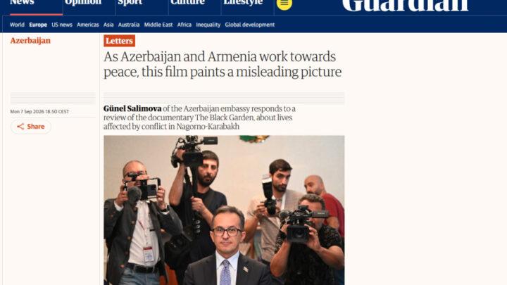 Azərbaycan səfirliyi “The Guardian” qəzetində dərc edilmiş qərəzli məqaləyə cavab verib