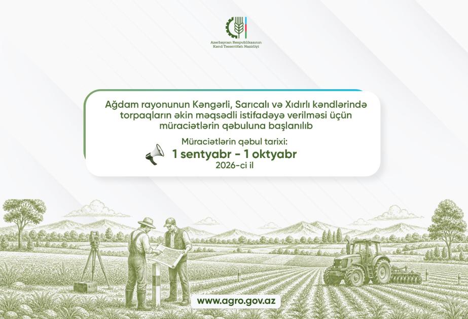 Kəngərli, Sarıcalı və Xıdırlı kəndlərində torpaqların əkin məqsədilə istifadəyə verilməsi üçün müraciətlərin qəbuluna başlanılıb