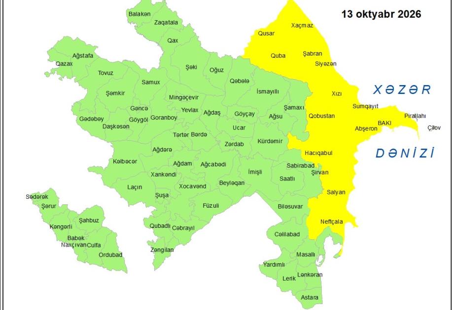 Küləkli hava şəraiti ilə bağlı sarı xəbərdarlıq verilib